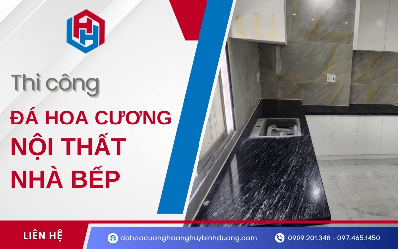 thi công đá hoa cương nội thất nhà bếp