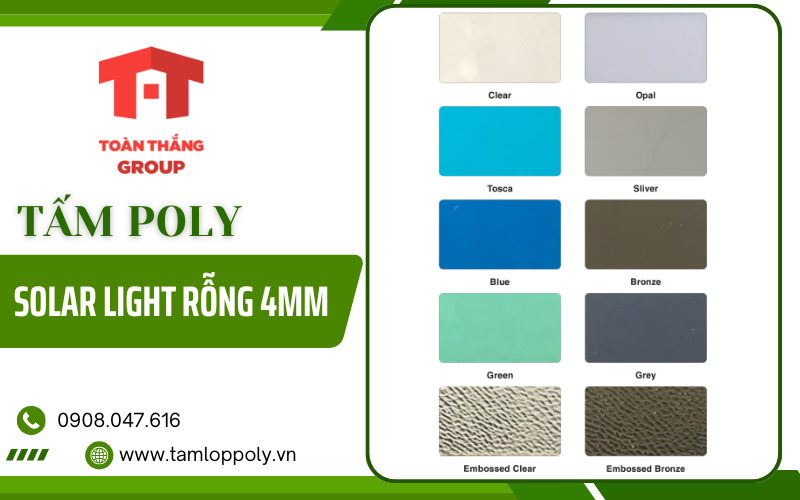 tấm poly Solar Light rỗng 4mm